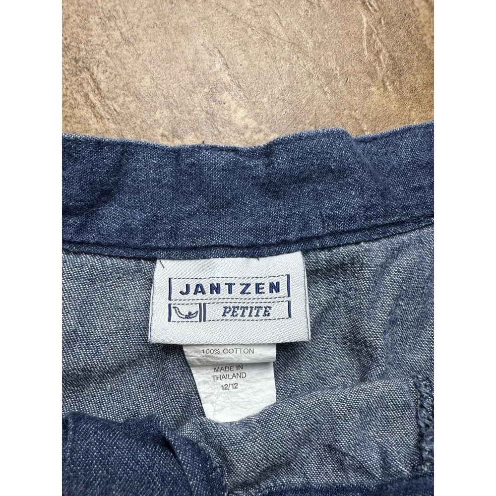 Vintage Jantzen Classics Denim A-Line Skirt Button Womens 12 Midi Pockets Cotton - Picture 5 of 9